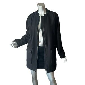 Prologue Women’s Small Long Black Jacket Zip Up With Pockets